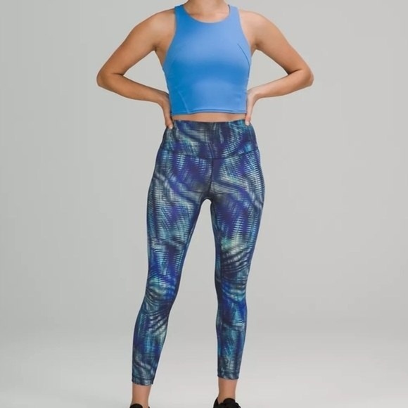 Lululemon Wunder Train 25” High Rise Leggings Blue Multicolor - Picture 2 of 7
